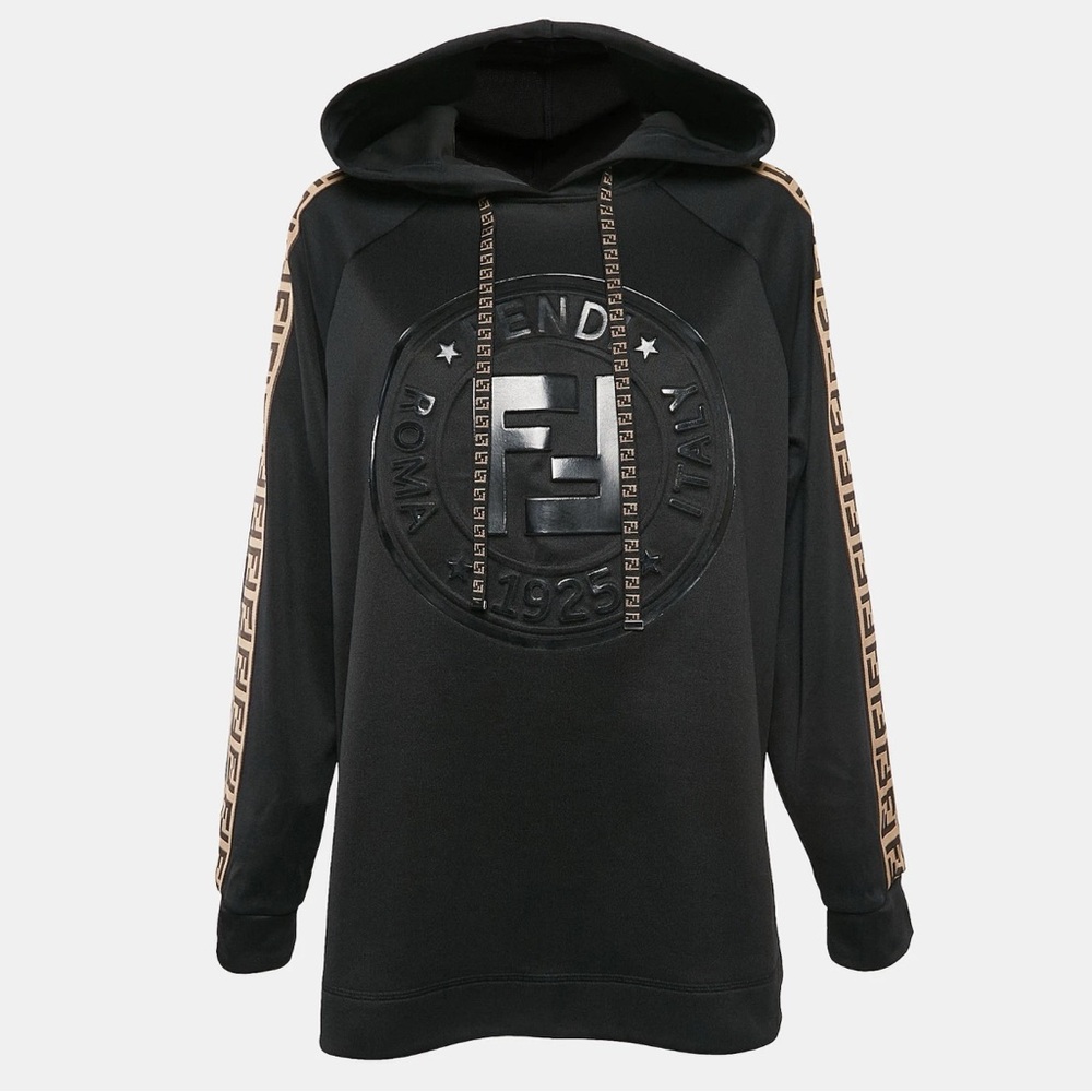 Fendi Black Zucca FF Logo
Print Jersey Hoodie XS